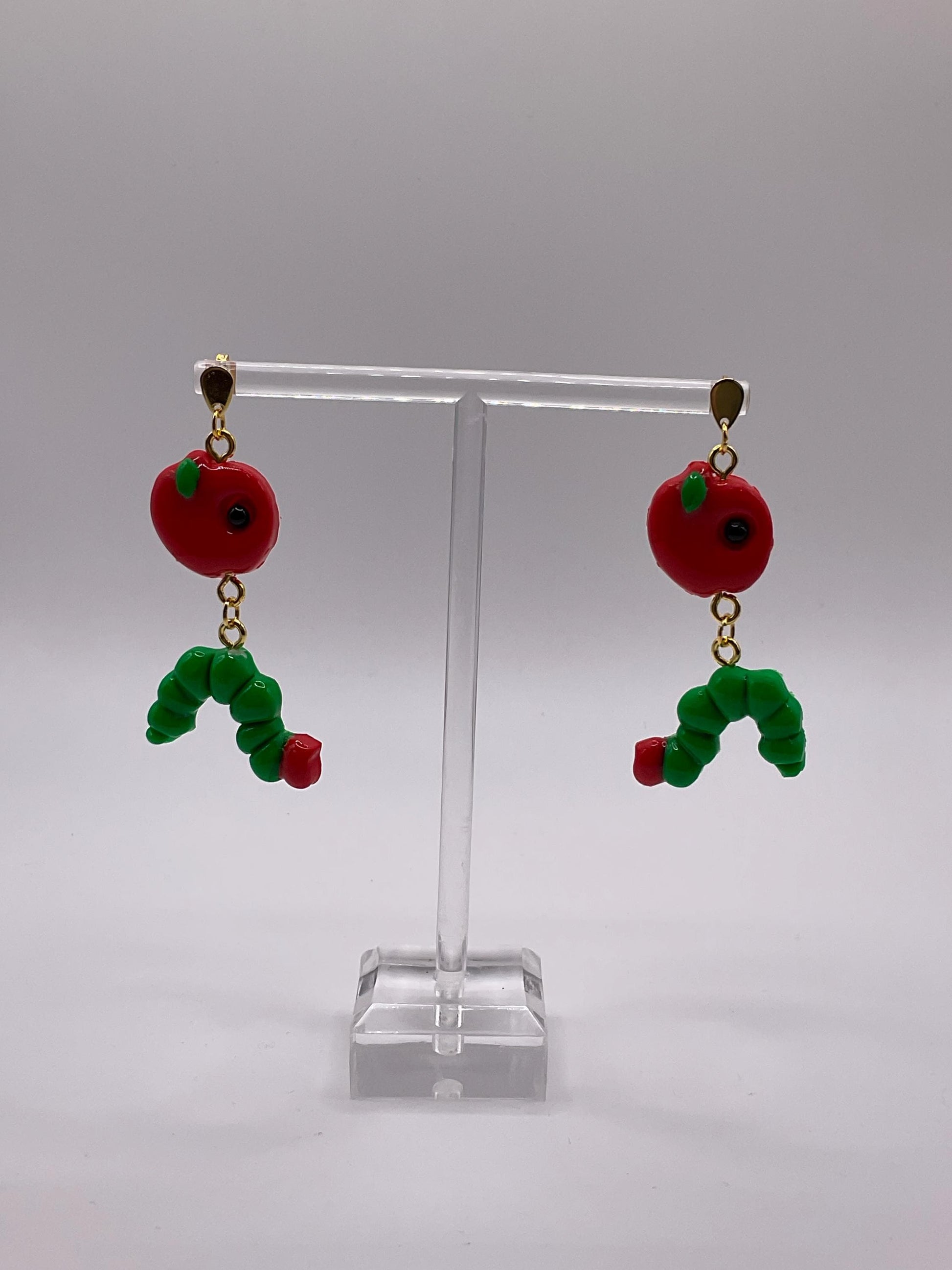Lightweight Polymer Clay Hungry Caterpillar Inspired Dangle Earrings