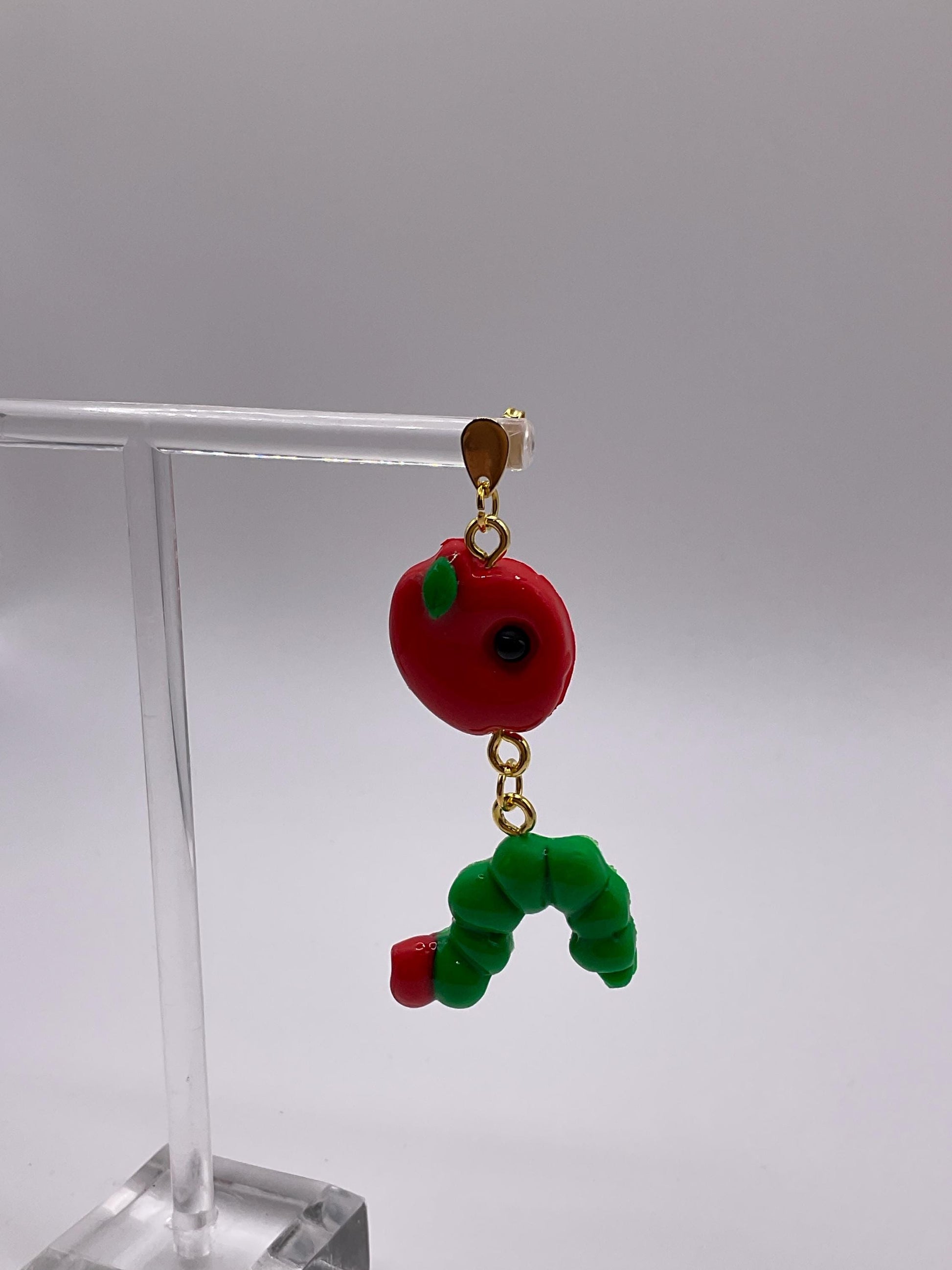 Lightweight Polymer Clay Hungry Caterpillar Inspired Dangle Earrings