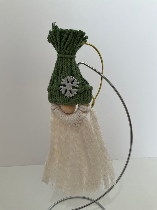 Light Green Macrame Gnome Ornament
