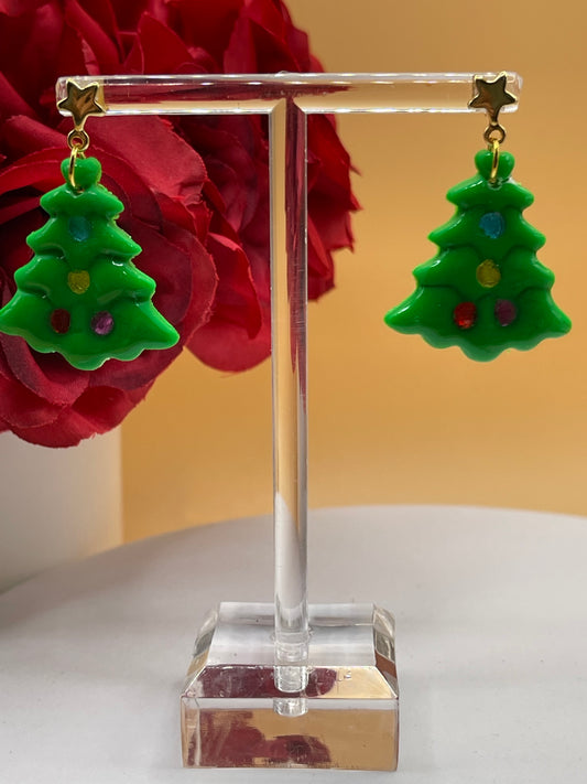 Christmas Tree Dangle Earrings