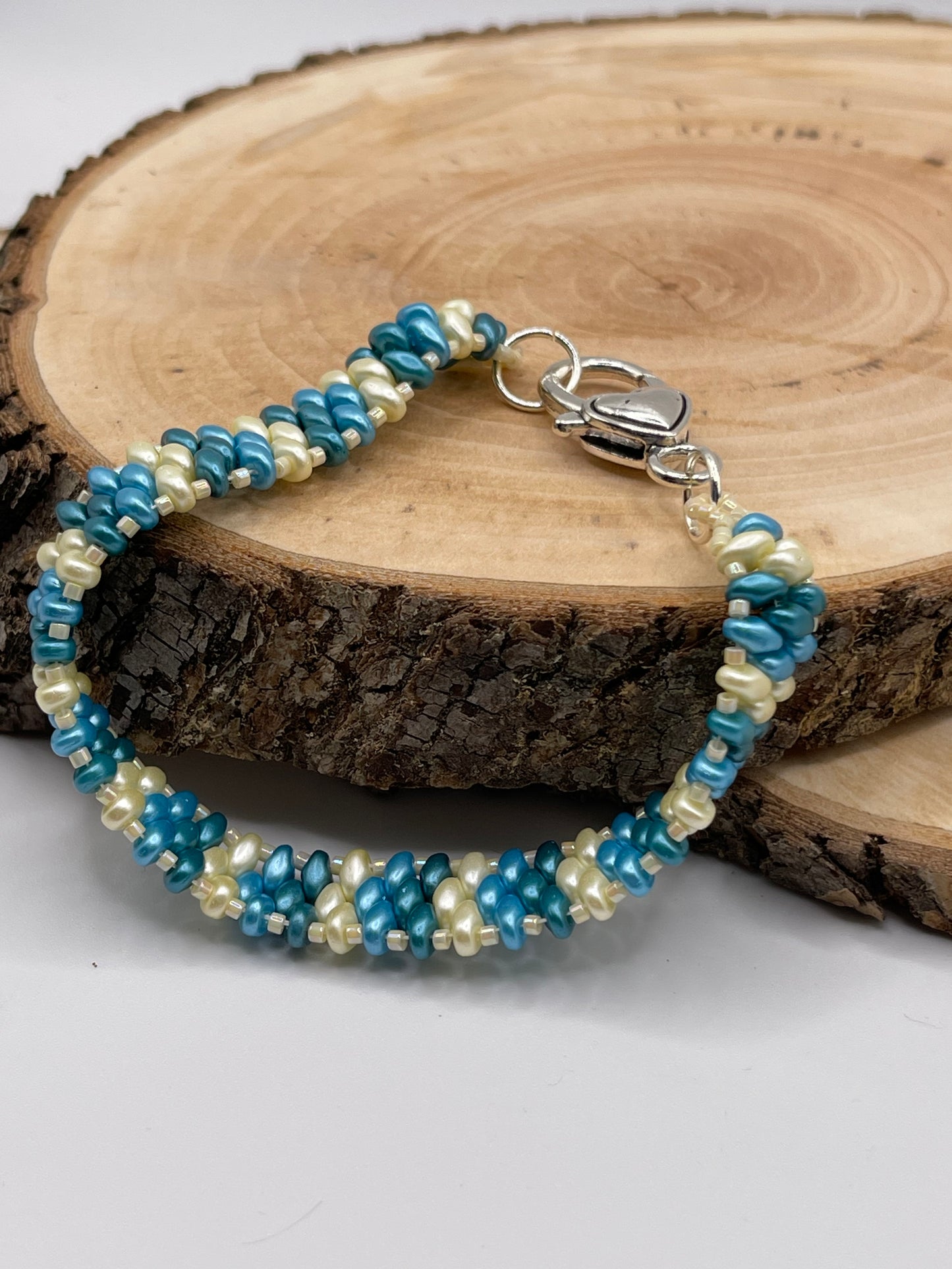 Teal & Ivory Beaded Bracelet