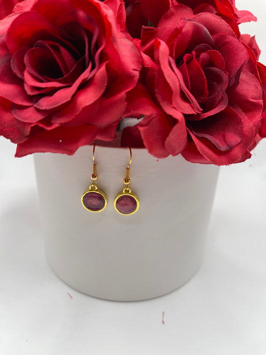 Petite Round Dangle Inlay Earrings