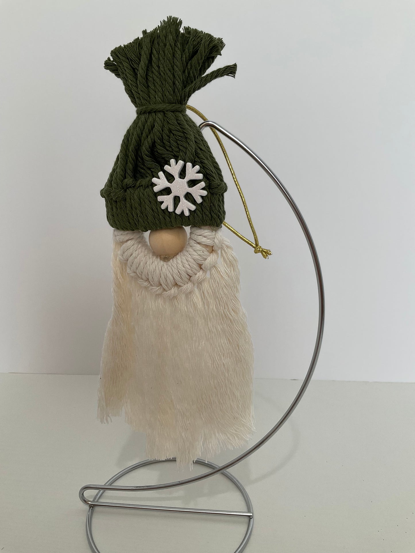 Dark Green Macrame Gnome Ornament