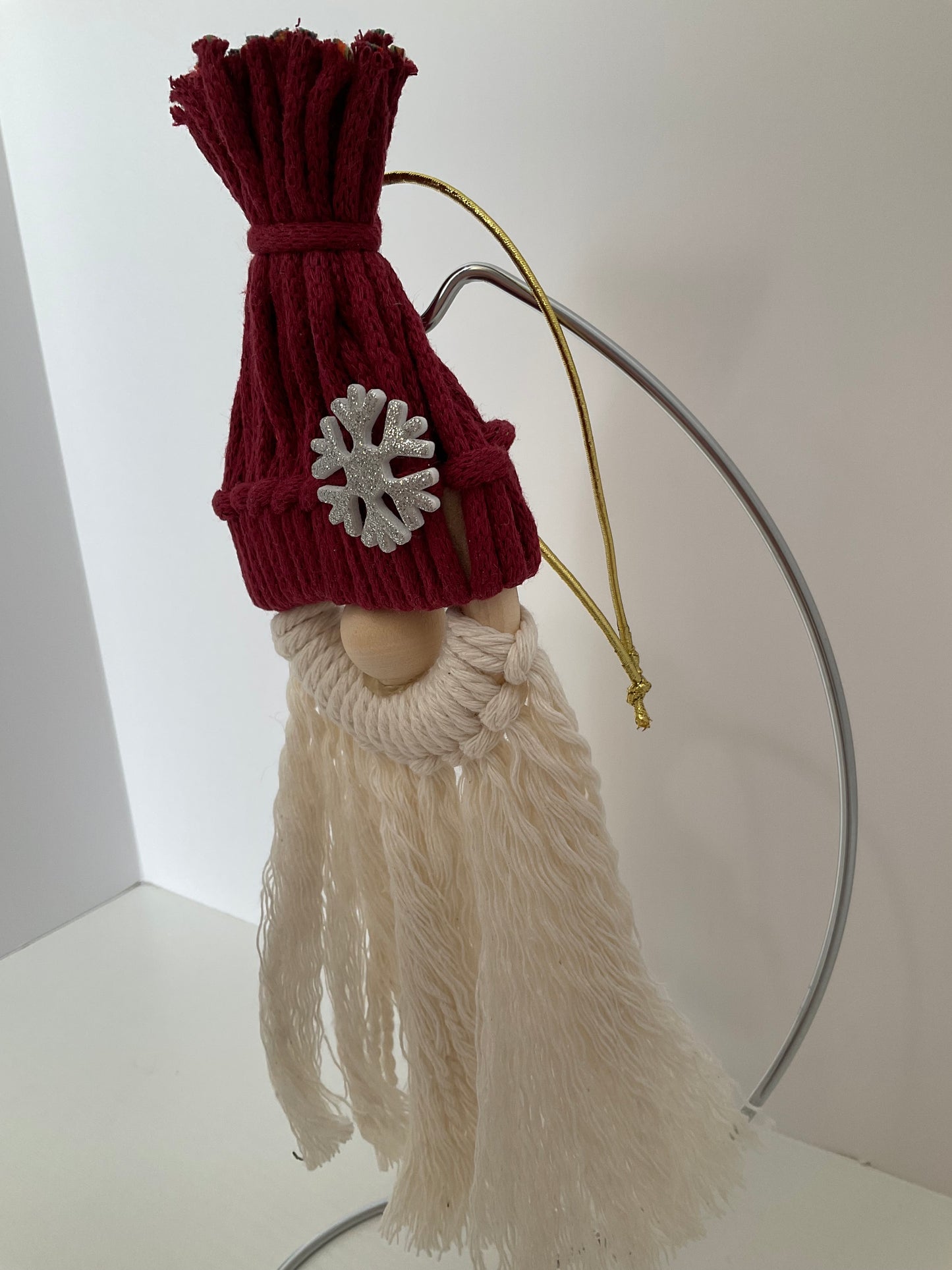 Red Macrame Gnome Ornament