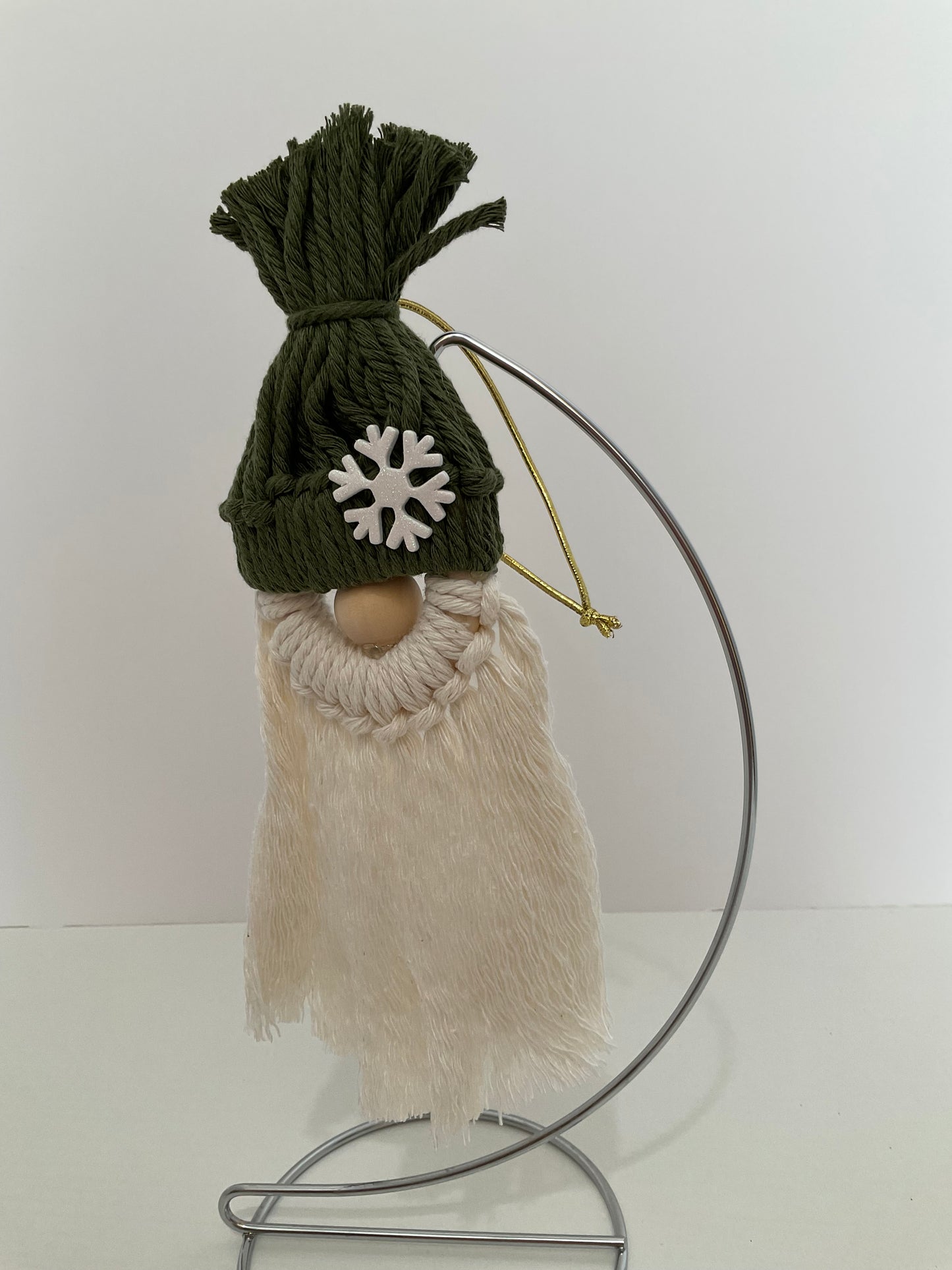 Dark Green Macrame Gnome Ornament