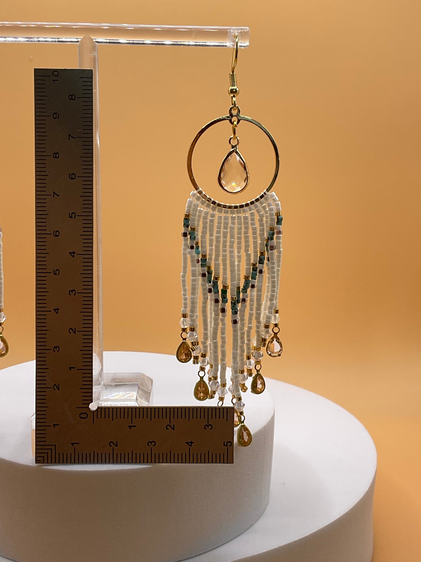 Bead and Crystal Drop Earrings | Elegant Southwestern Style | Boho Beaded Dangle