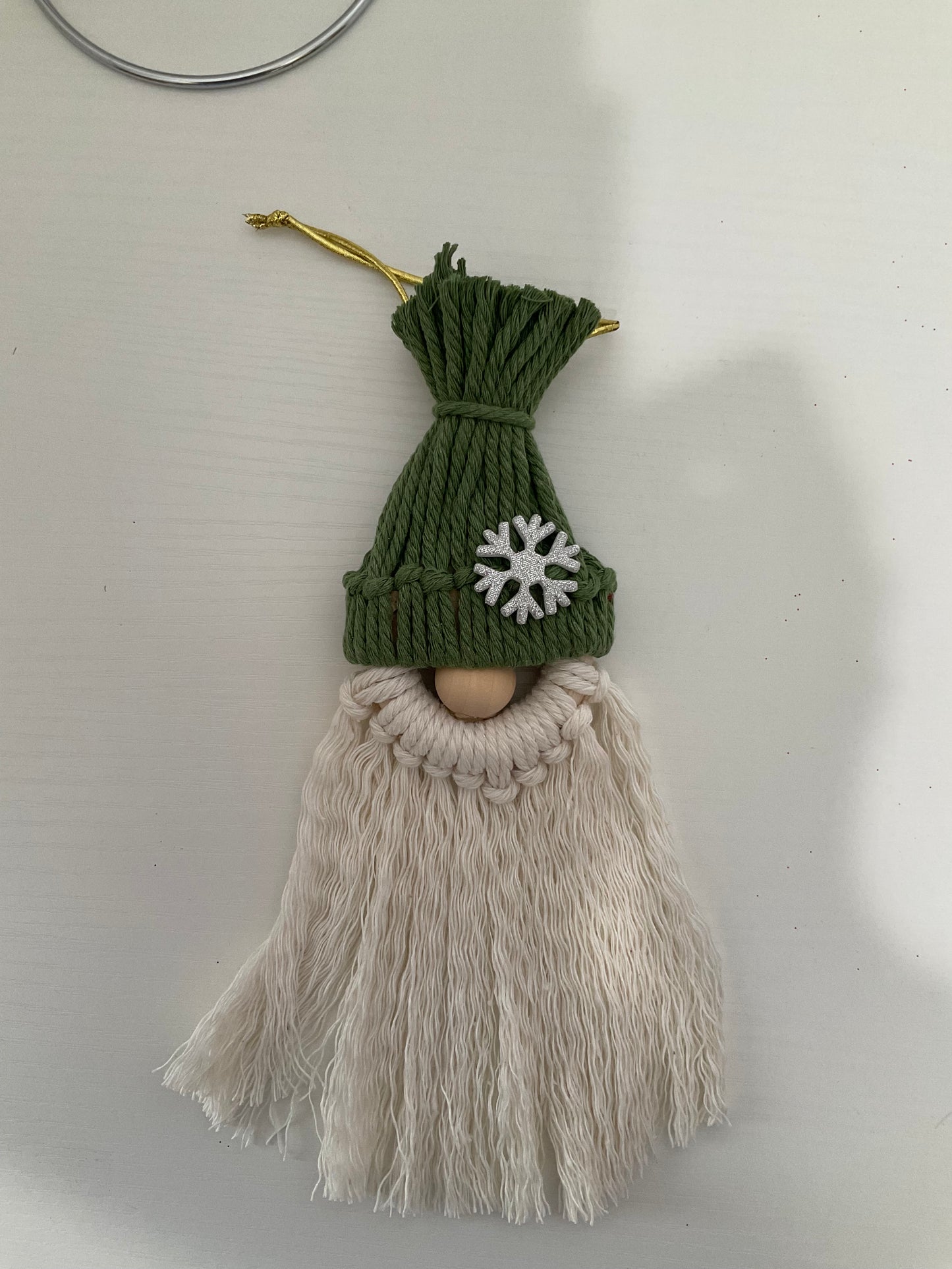 Light Green Macrame Gnome Ornament