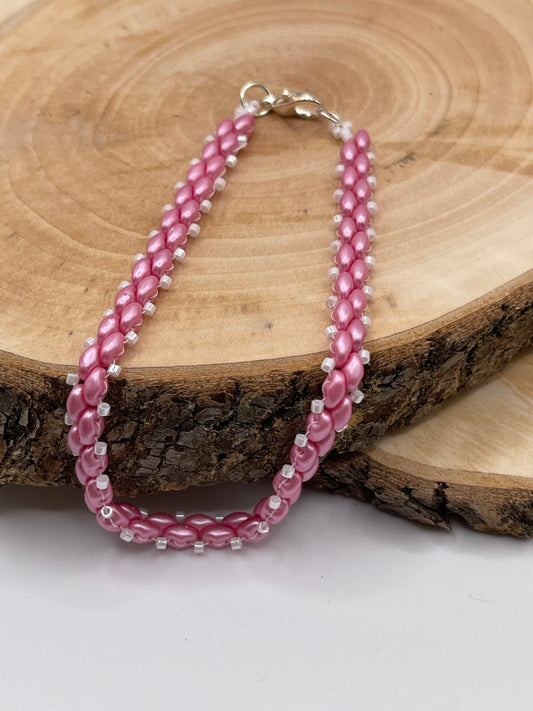 Pink & White Beaded Bracelet