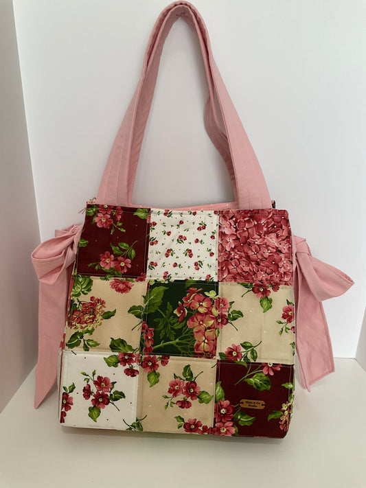 Quilted Patchwork Large Bow Tote