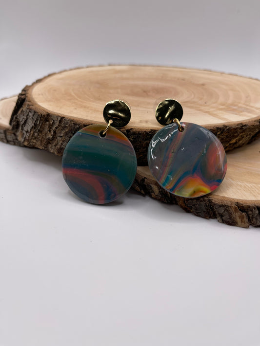 Polymer Clay Dark Swirl Earrings