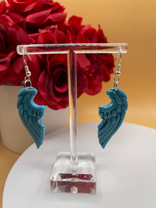 Turquoise Foiled Angel Wing Earrings