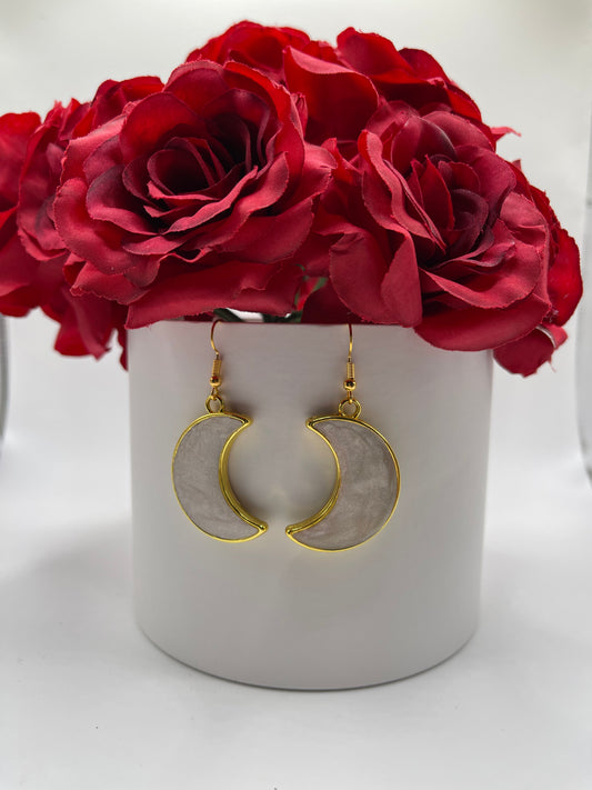 Polymer Clay Inlay Moon Earrings