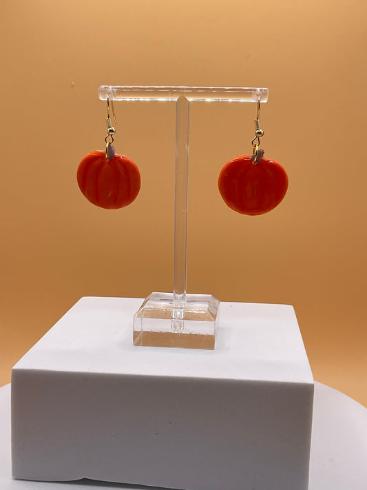 Fall Pumpkin Dangle Earrings | Autumn Gourds | Thanksgiving Earrings