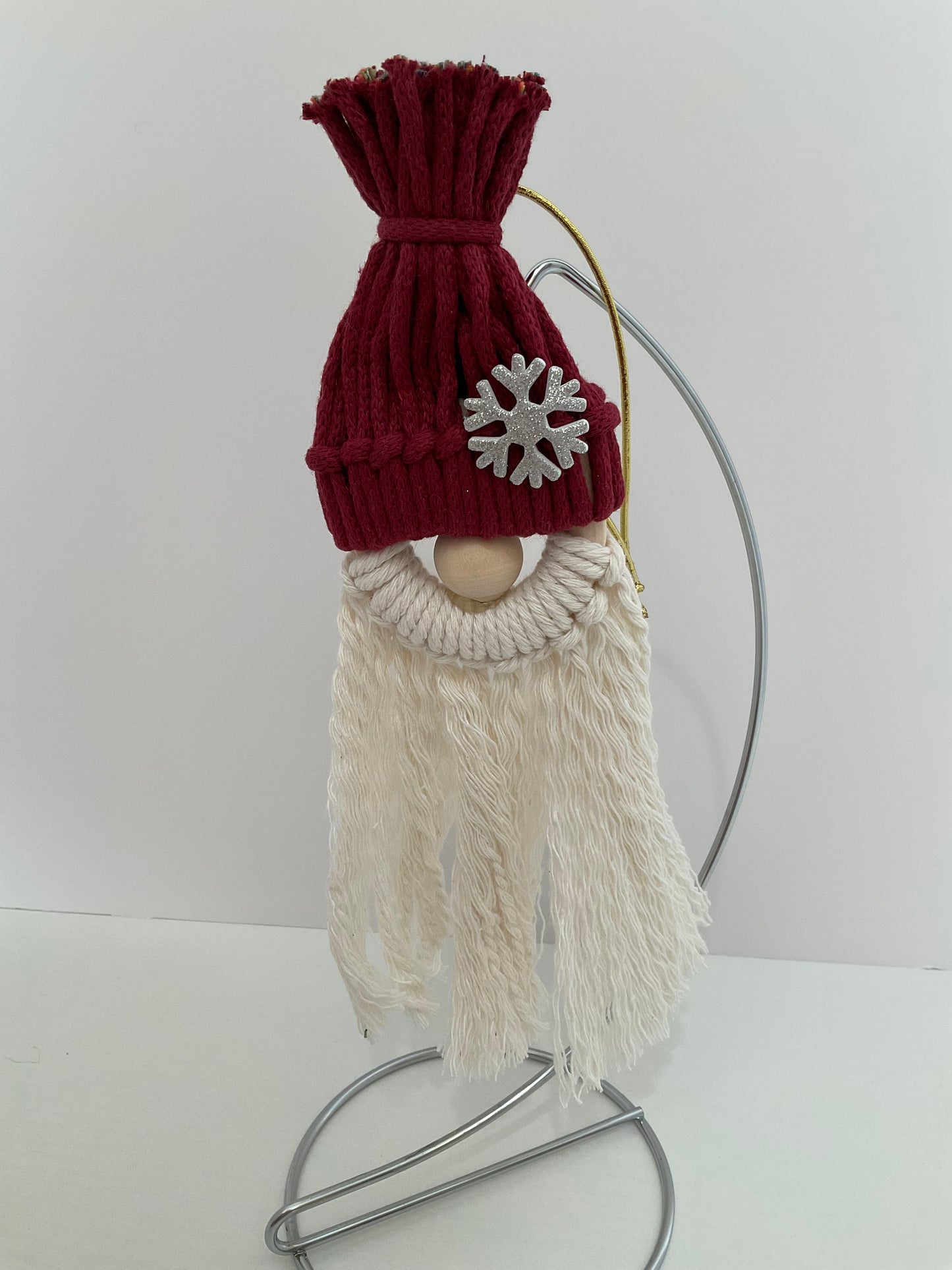 Red Macrame Gnome Ornament