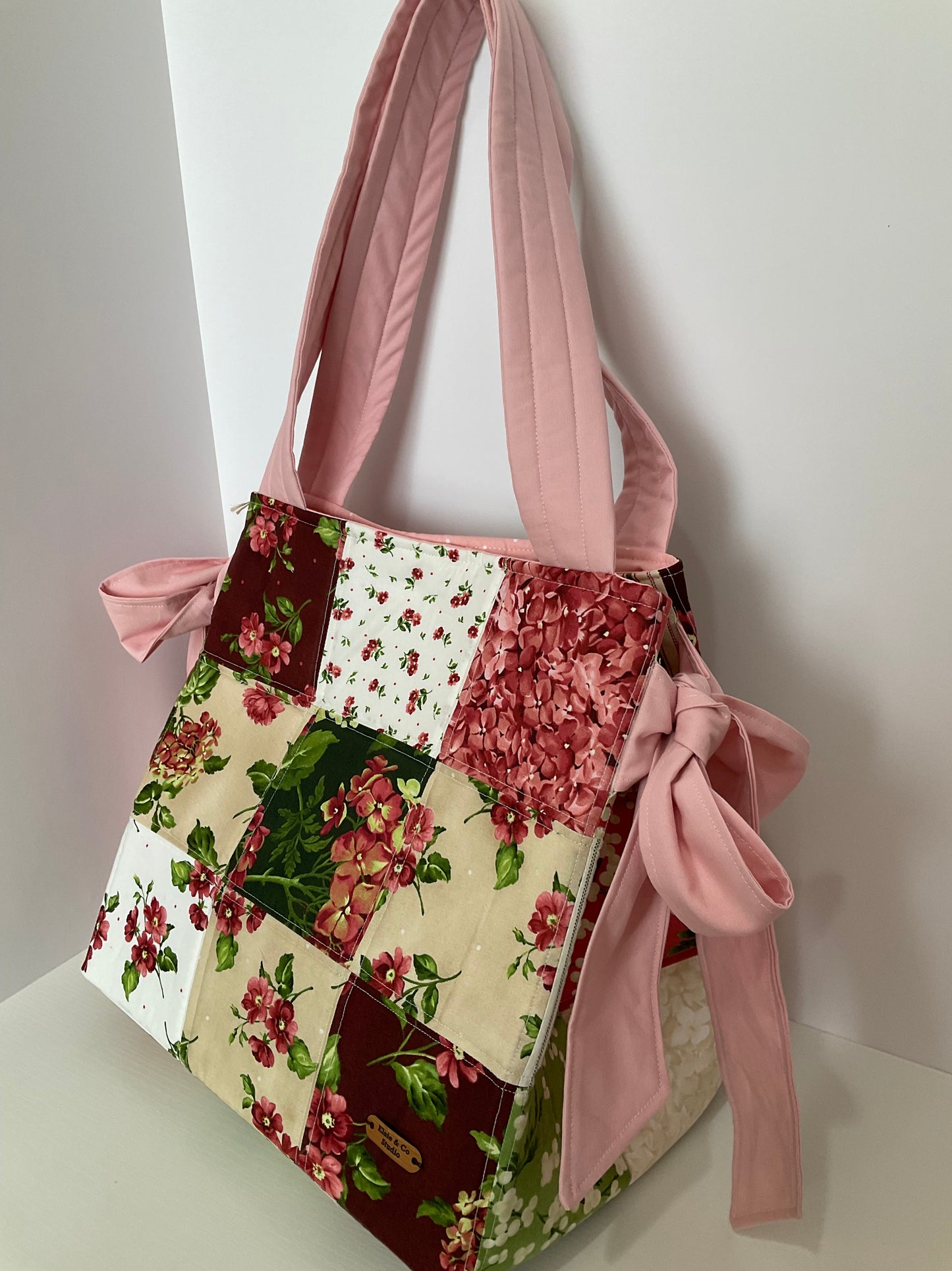 Quilted Patchwork Large Bow Tote