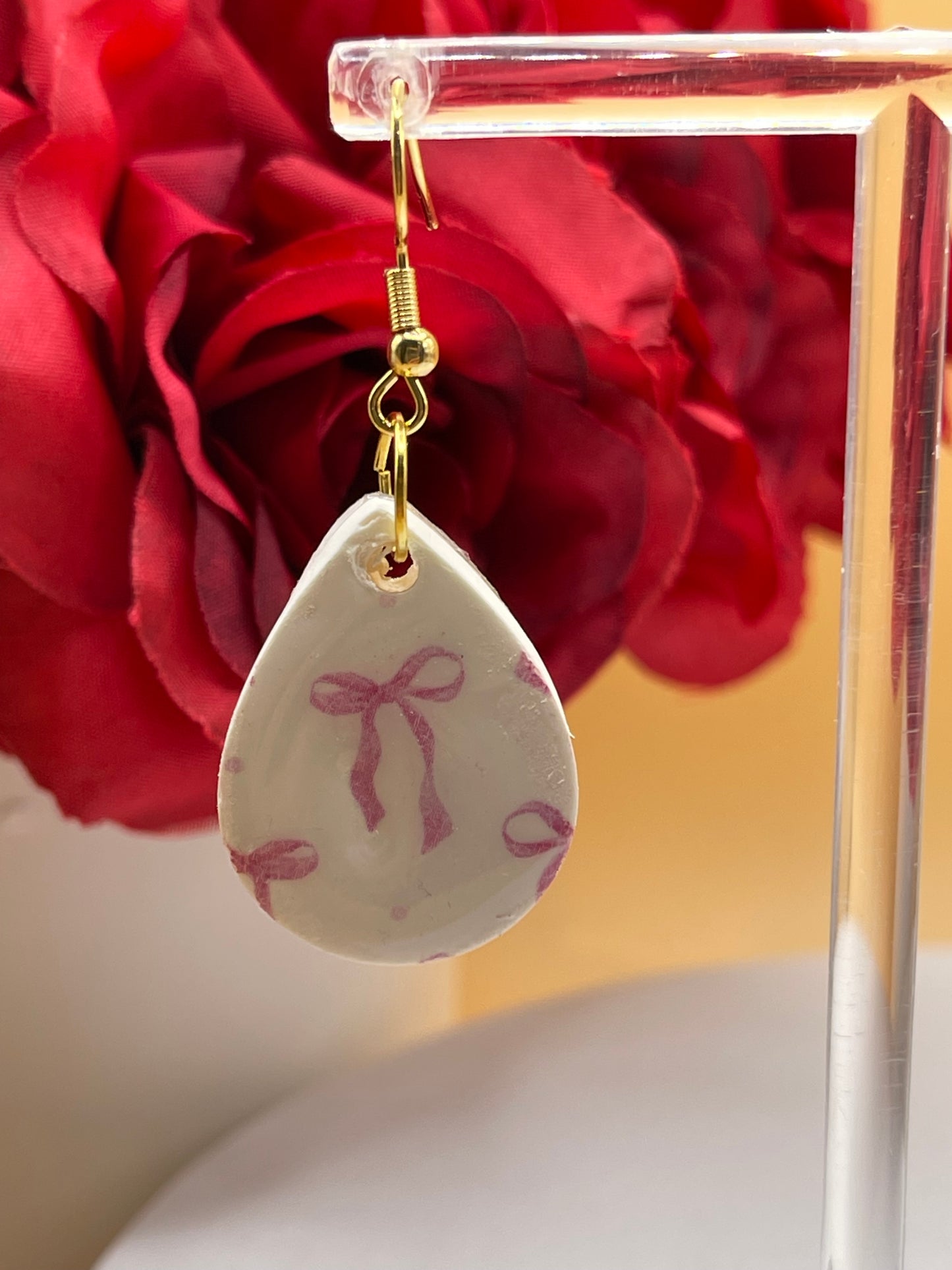 Coquette Pink Bow Dangle Earrings