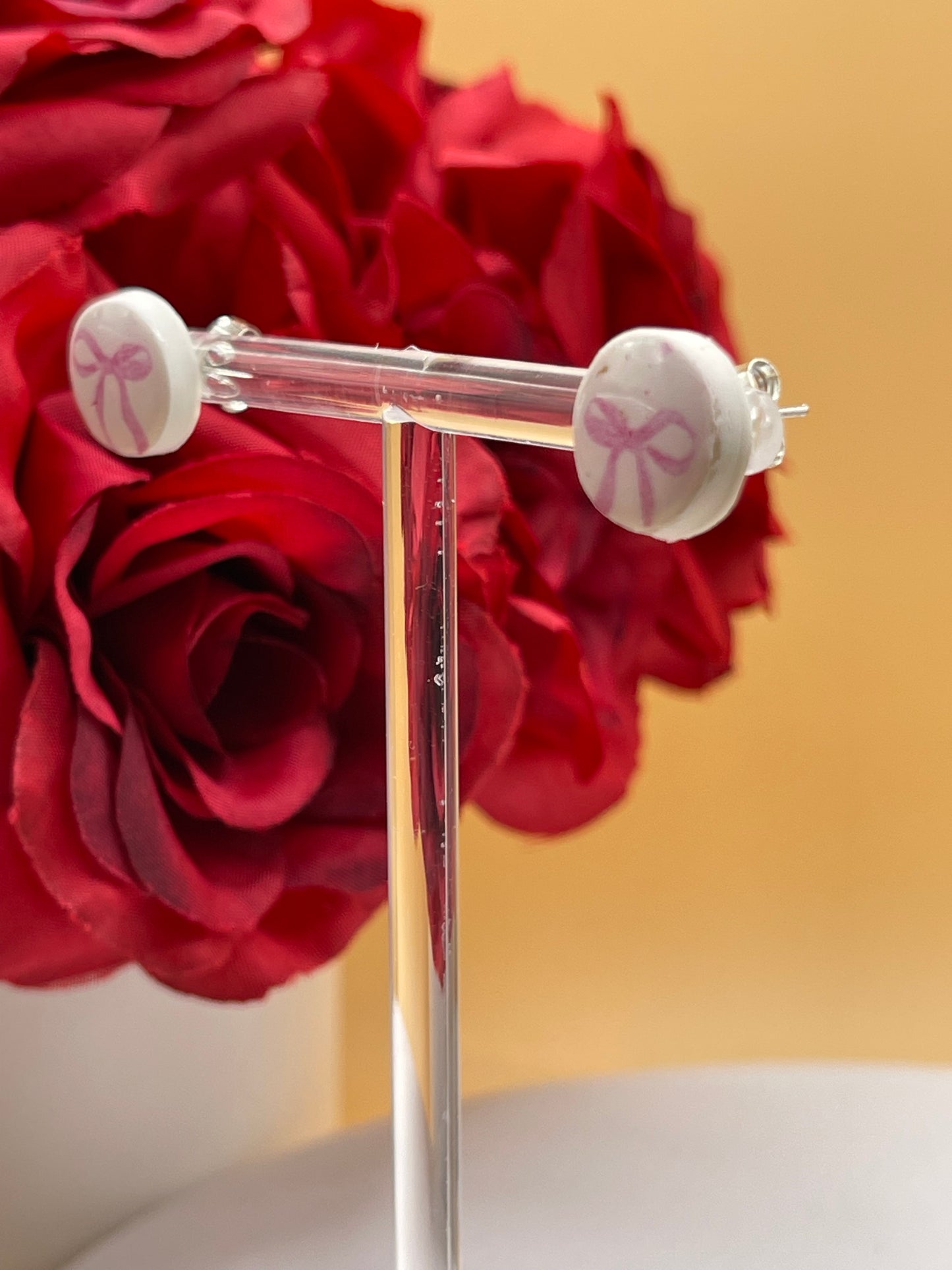 Coquette Pink Bow Stud Earrings