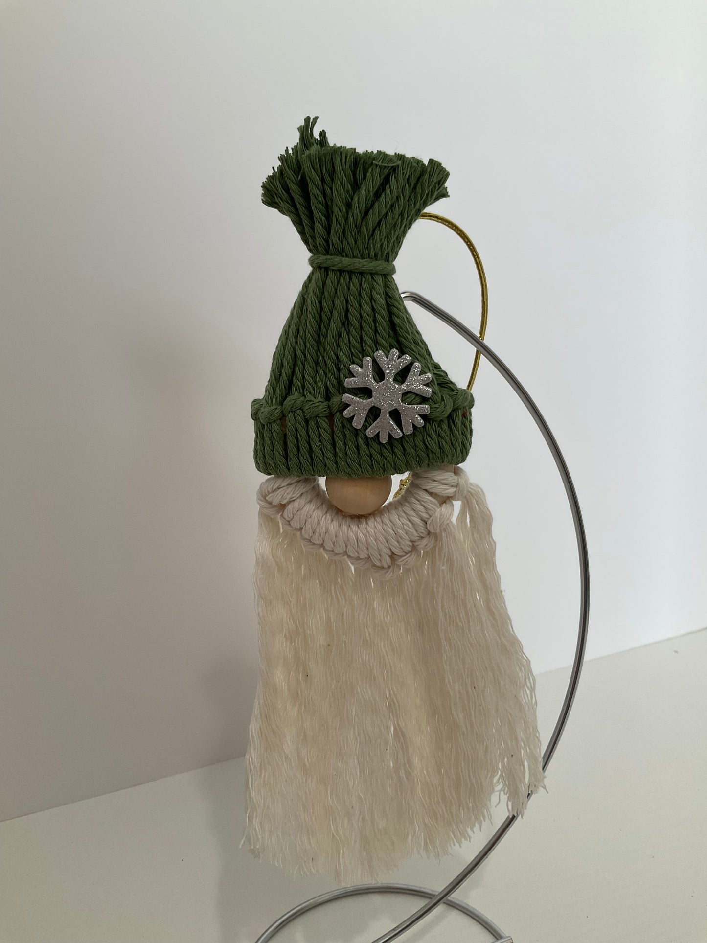 Light Green Macrame Gnome Ornament