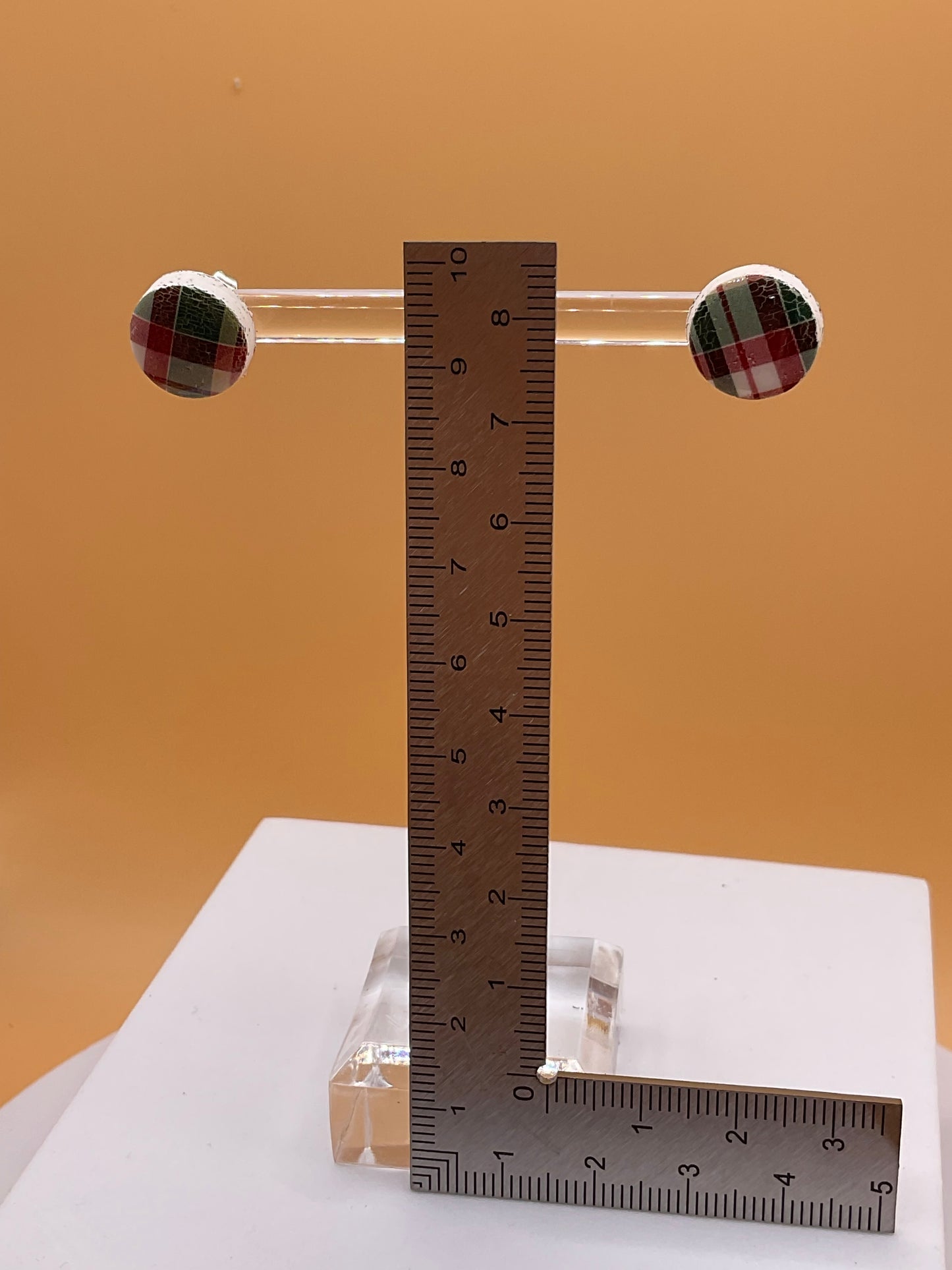 Plaid Button Stud Earrings