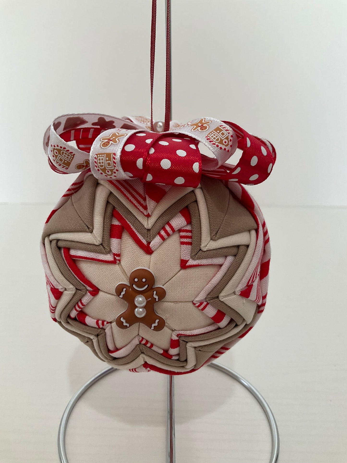 Gingerbread Quilt-look Ball Ornament