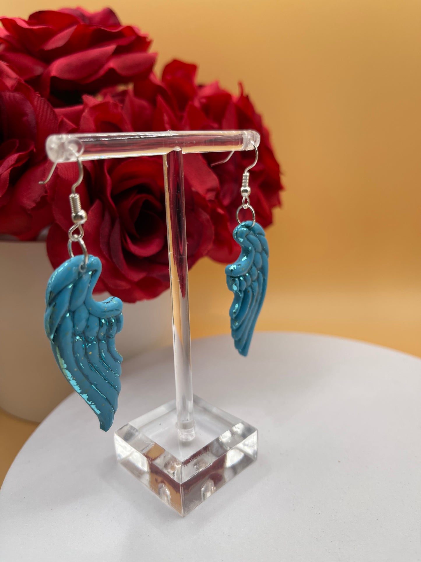 Turquoise Foiled Angel Wing Earrings