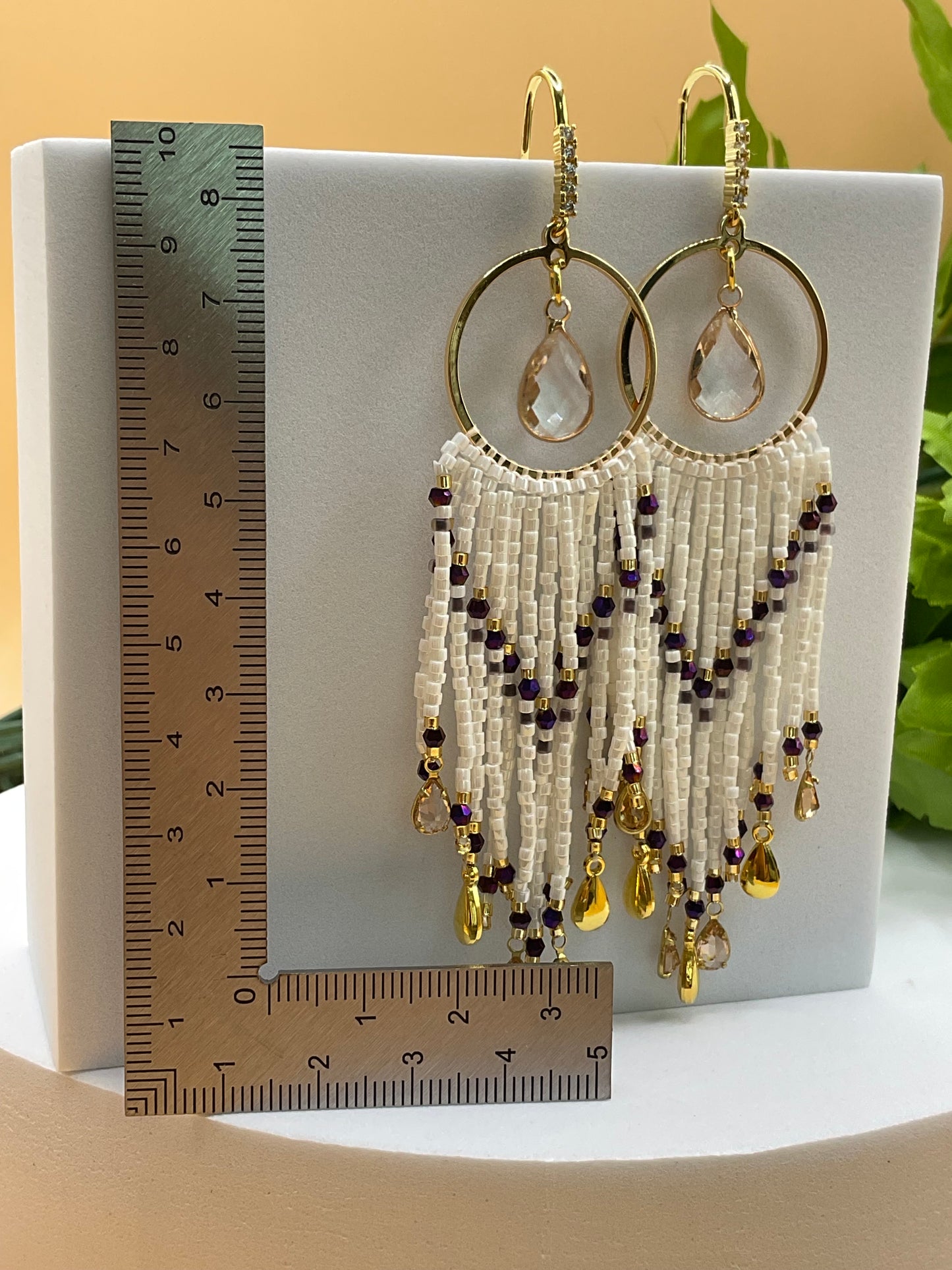 Bead and Crystal Drop Earrings | Elegant Style | Boho Beaded Dangle