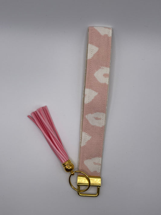 Pink & Cream Lips Wristlet - Pink Tassel