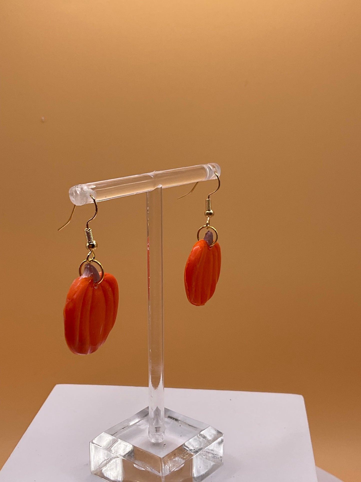 Fall Pumpkin Dangle Earrings | Autumn Gourds | Thanksgiving Earrings