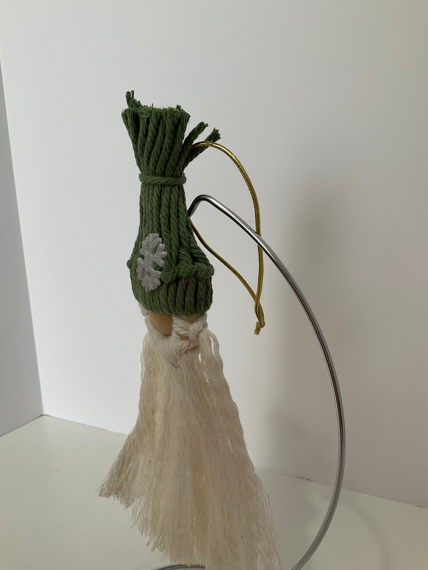 Light Green Macrame Gnome Ornament