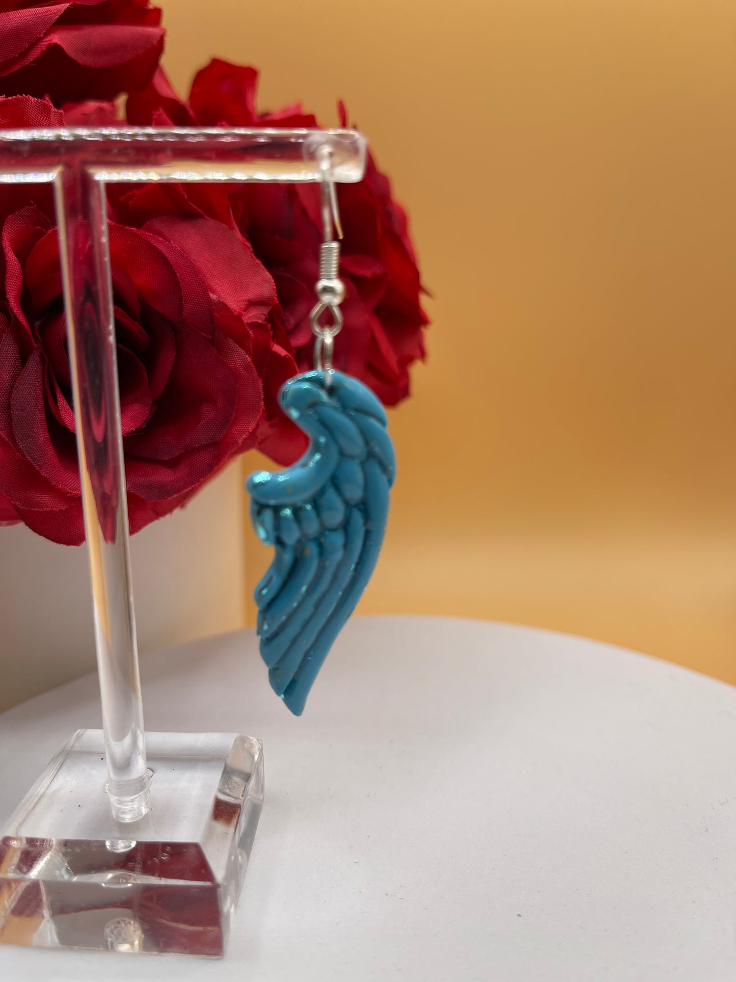 Turquoise Foiled Angel Wing Earrings