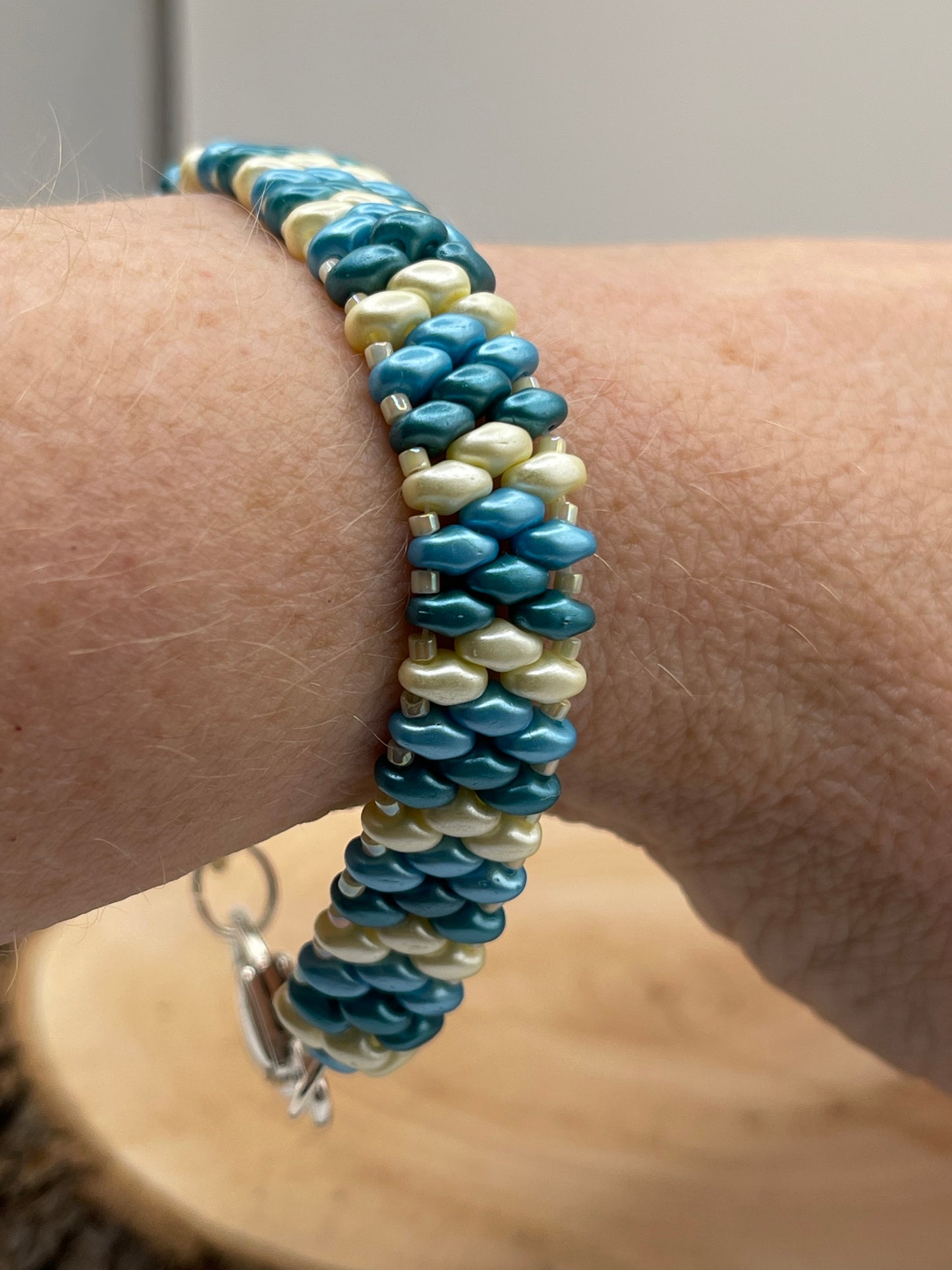 Teal & Ivory Beaded Bracelet