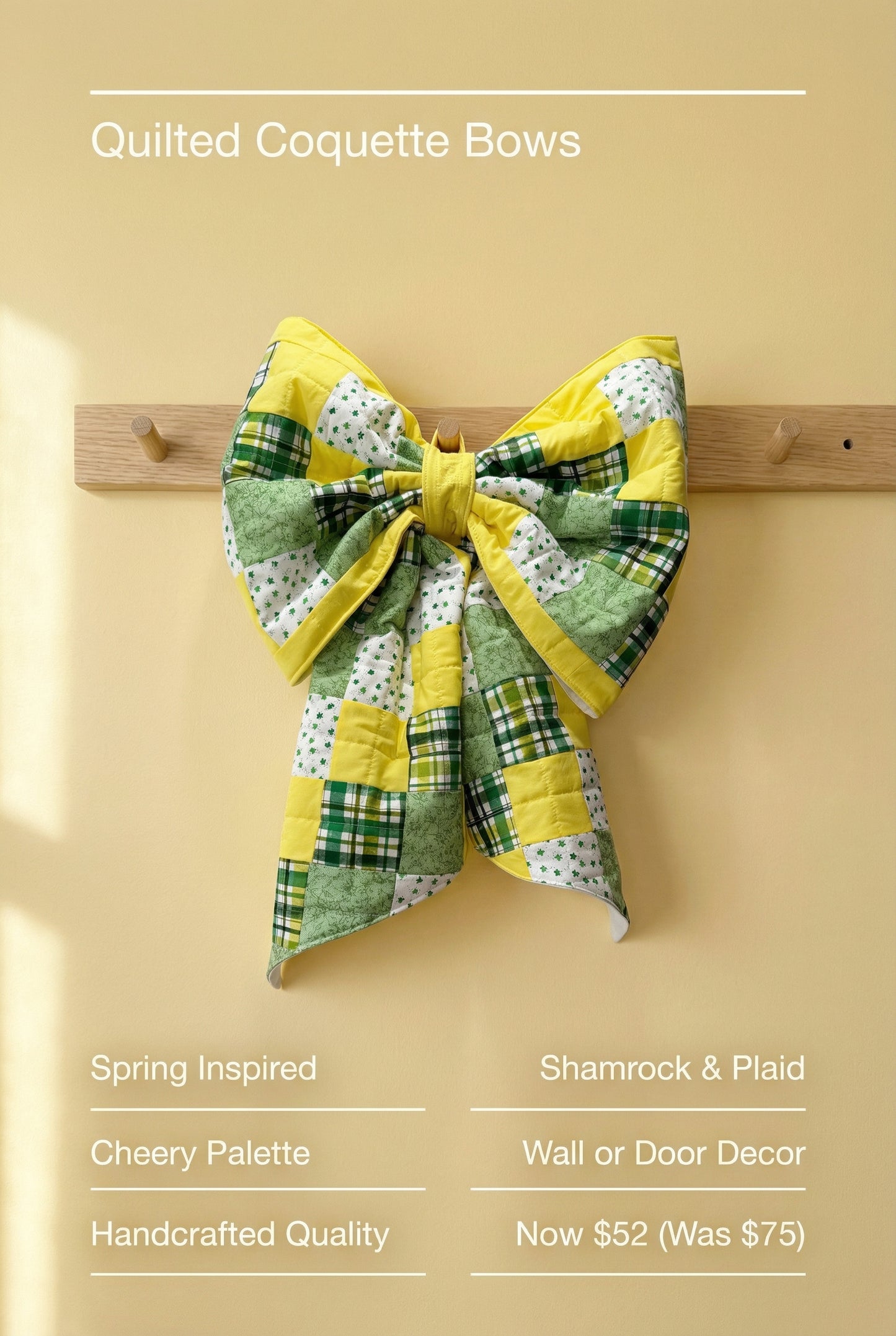 Oversized Quilted Patchwork Bow Wall or Door Decor