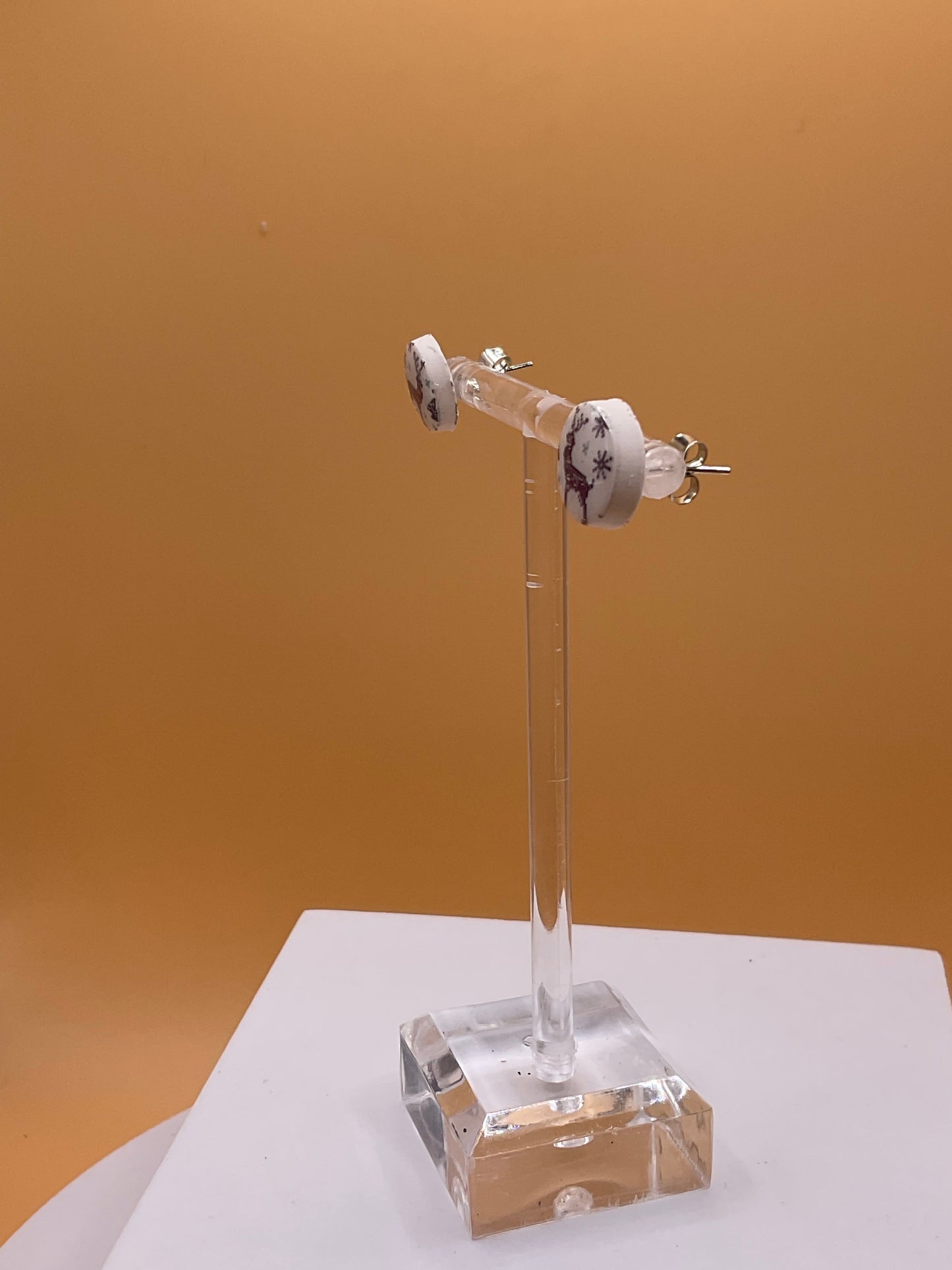 Ugly Sweater Button Earrings, Winter Sweater Print Stud Earrings