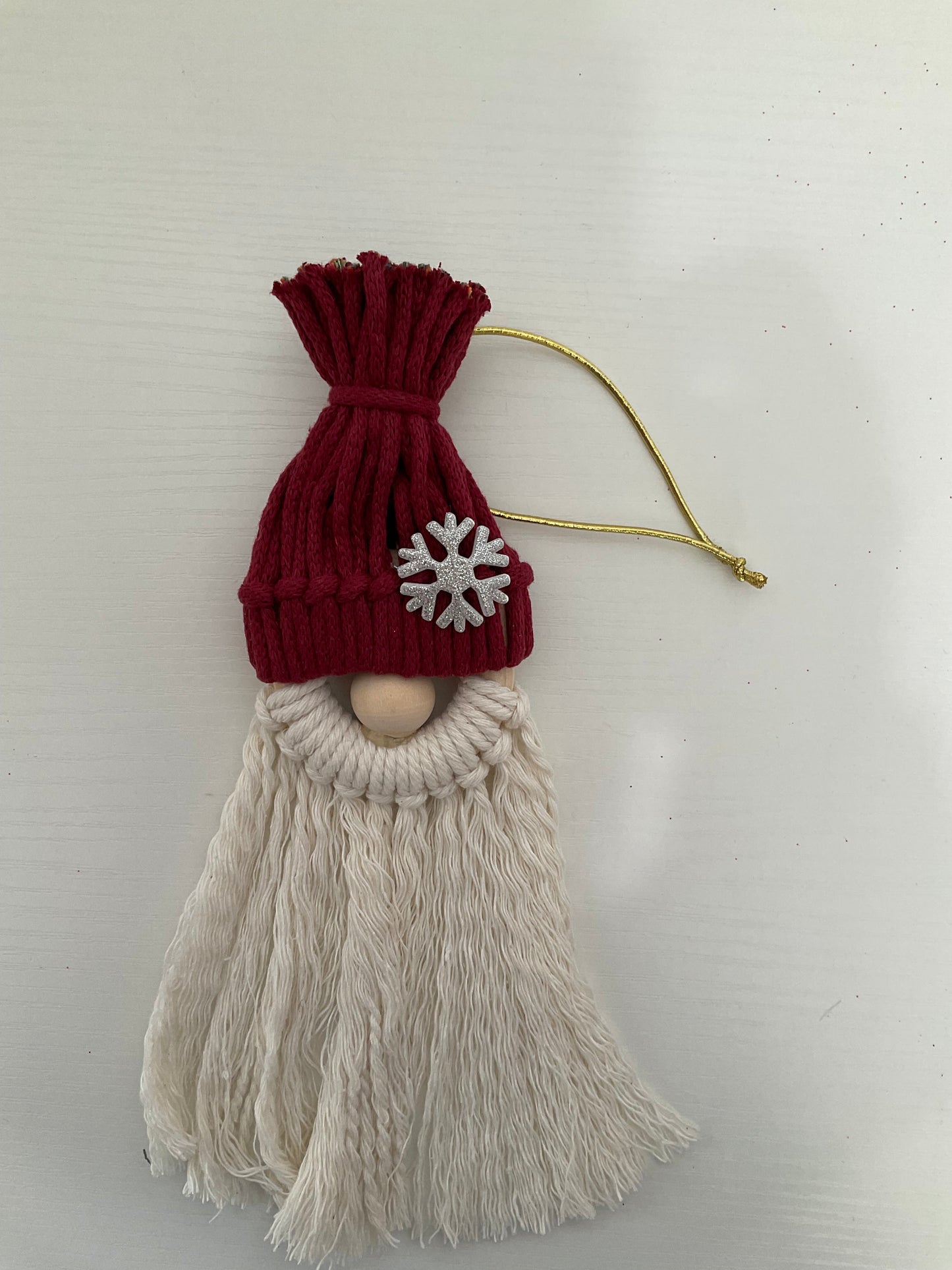 Red Macrame Gnome Ornament
