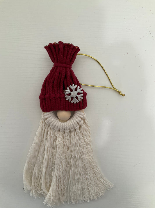 Red Macrame Gnome Ornament