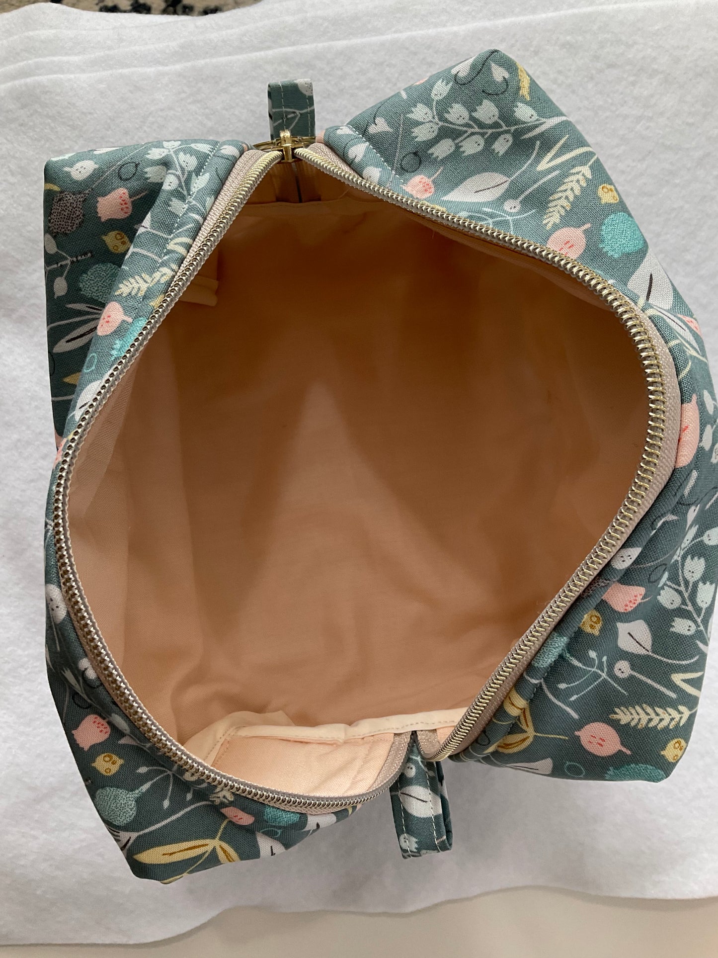 Teal Floral Cosmetic Bag