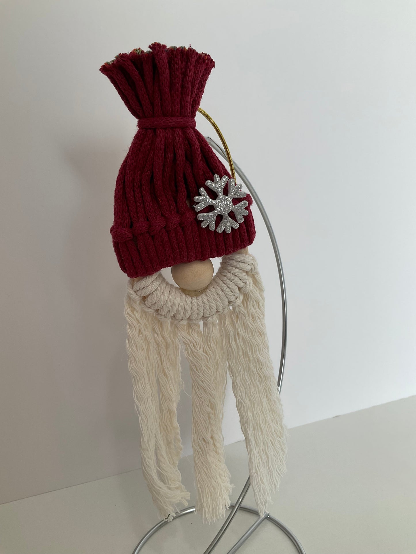 Red Macrame Gnome Ornament