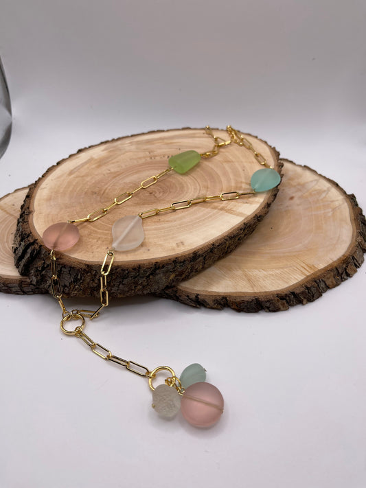 Seaglass Look Paperclip Chain Necklace
