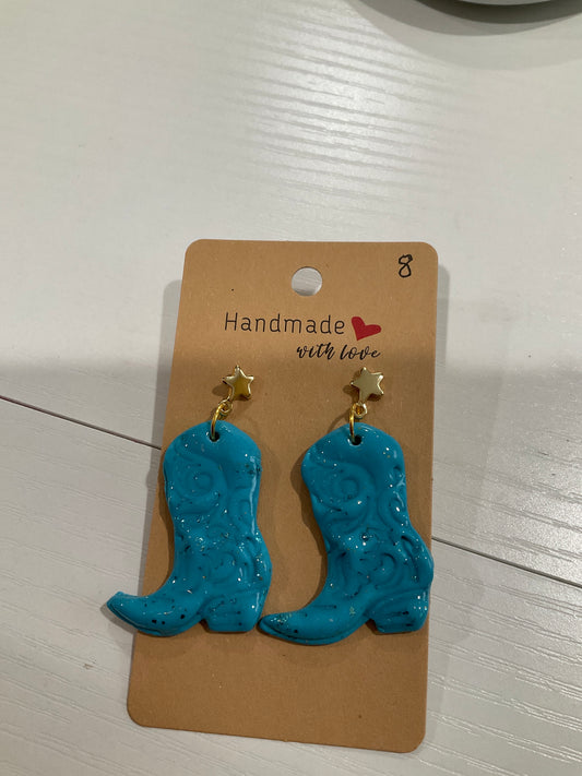 Turquoise Cowboy Boot Earrings