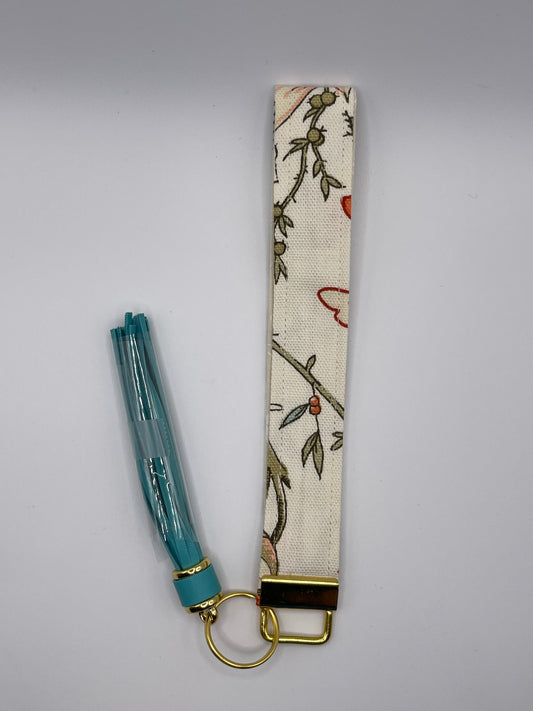 Floral Wristlet - Aqua Tassel