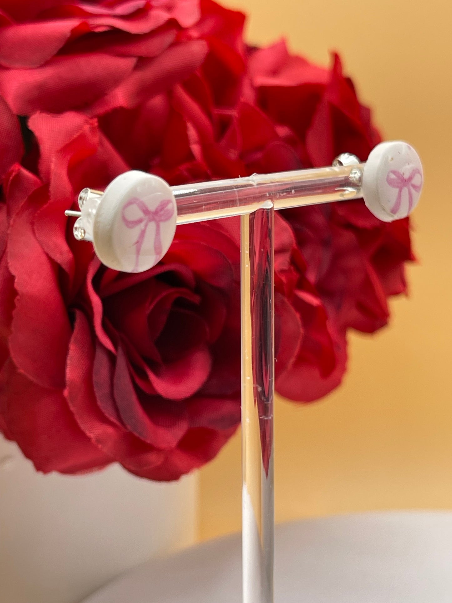 Coquette Pink Bow Stud Earrings