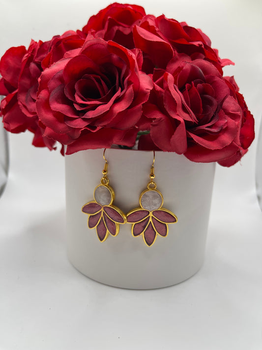 Polymer Clay Lotus Inlay Earrings