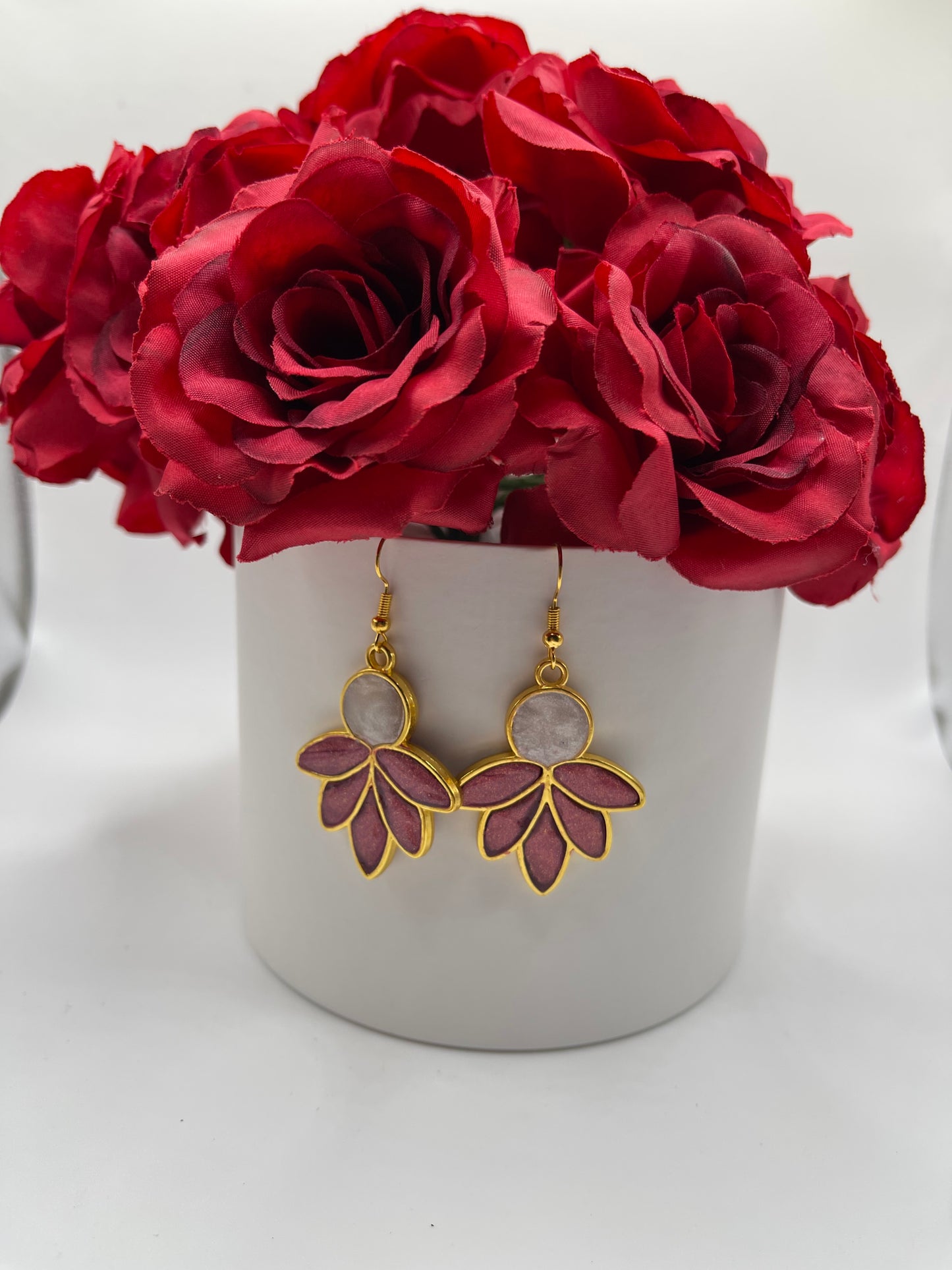 Polymer Clay Lotus Inlay Earrings