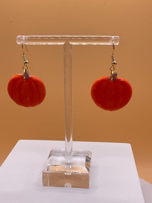 Fall Pumpkin Dangle Earrings | Autumn Gourds | Thanksgiving Earrings