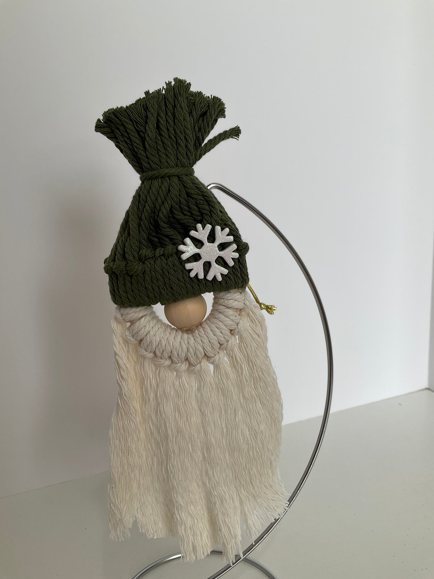 Dark Green Macrame Gnome Ornament