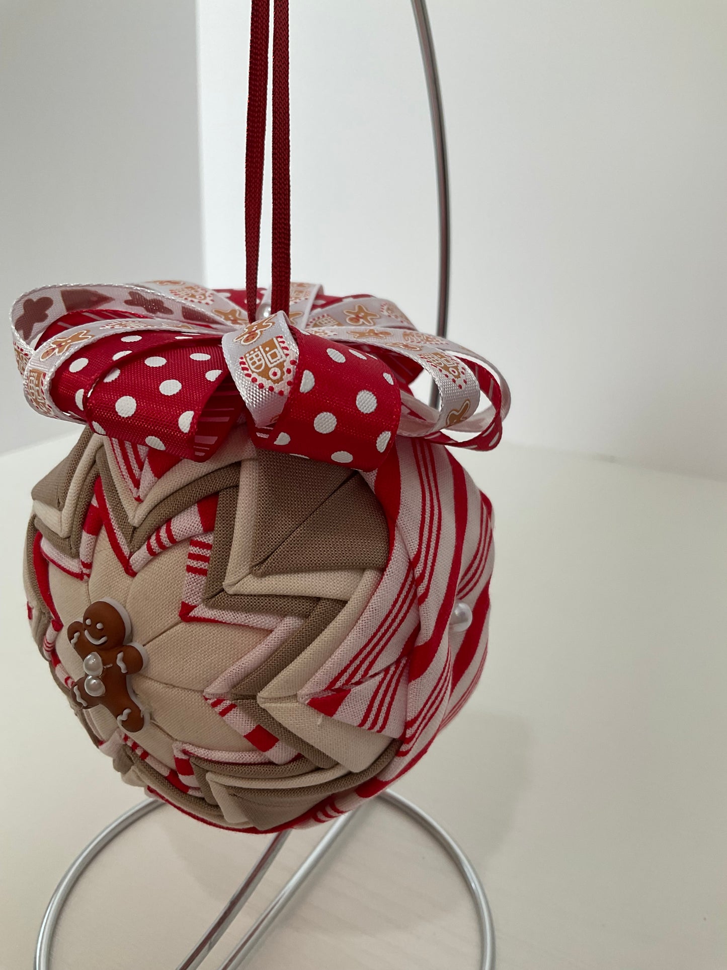 Gingerbread Quilt-look Ball Ornament