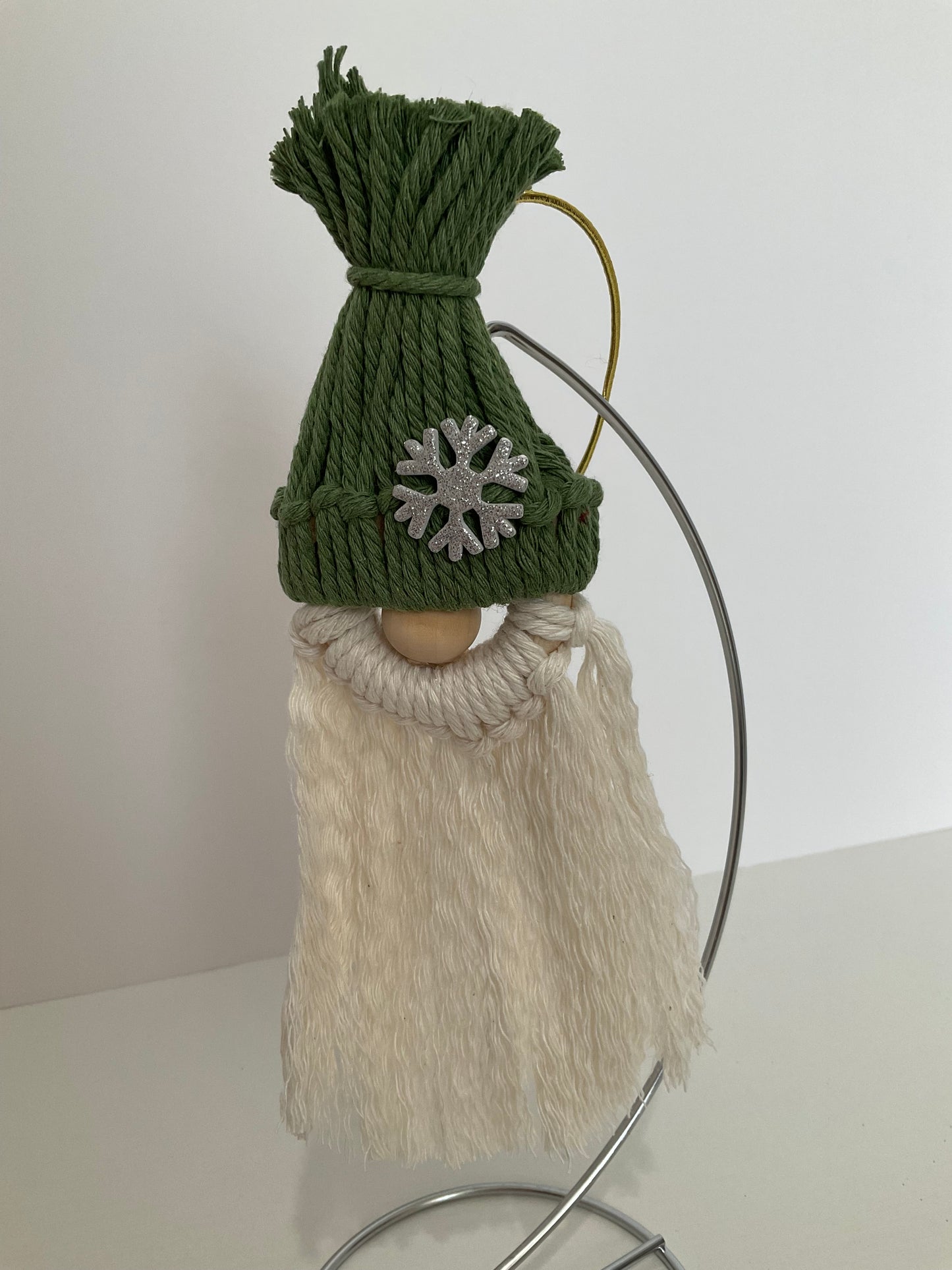 Light Green Macrame Gnome Ornament