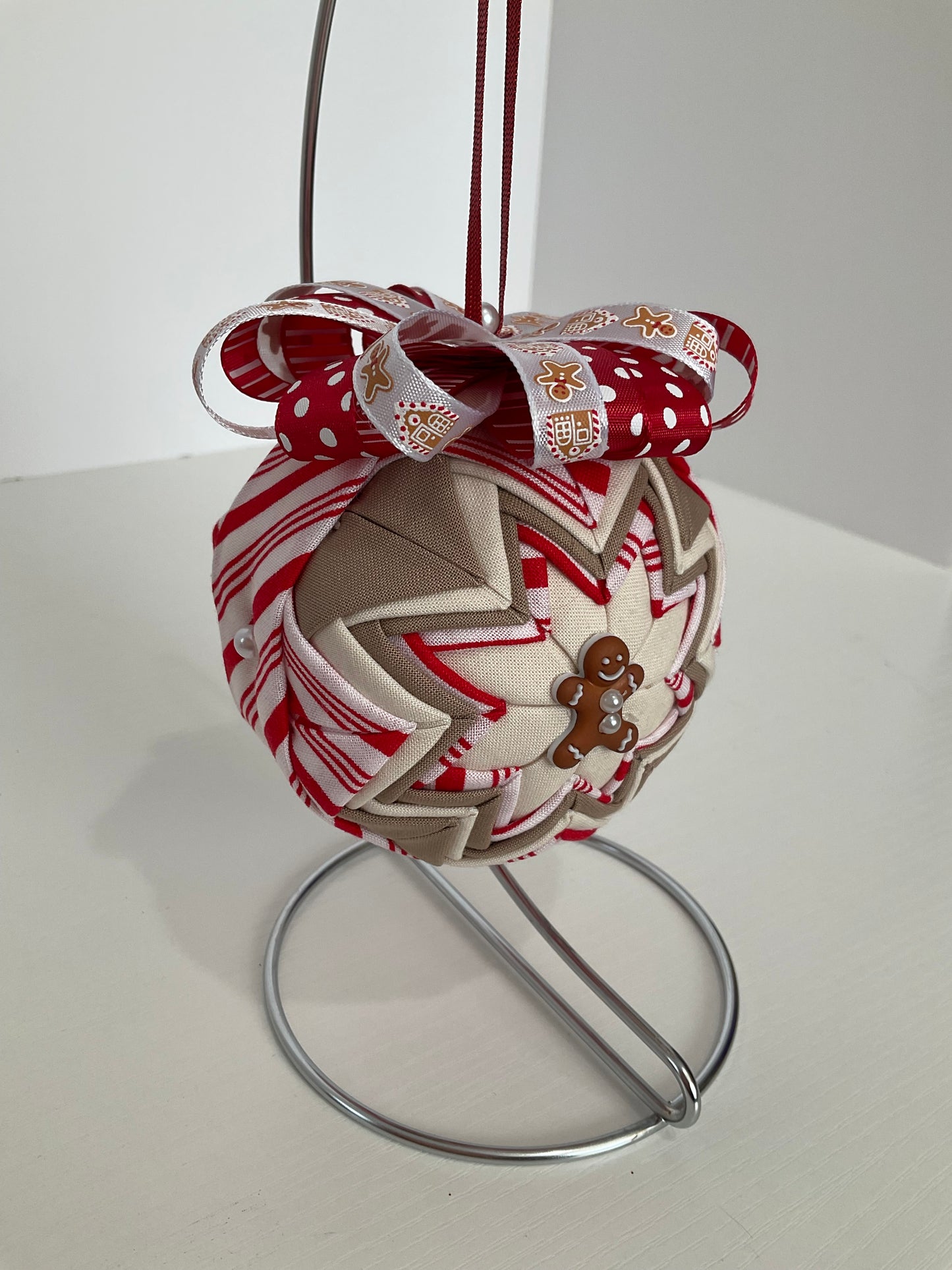Gingerbread Quilt-look Ball Ornament