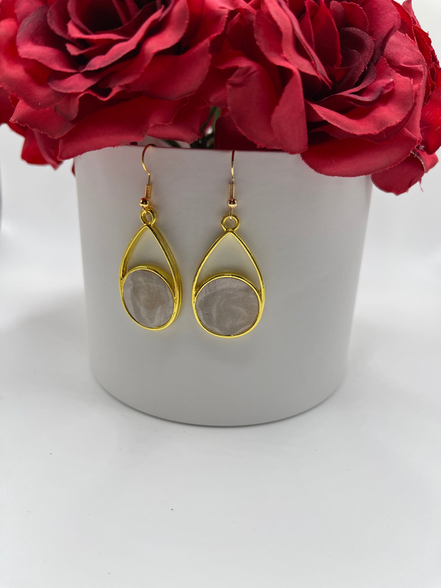 Polymer Clay Circle Drop Inlay Earrings
