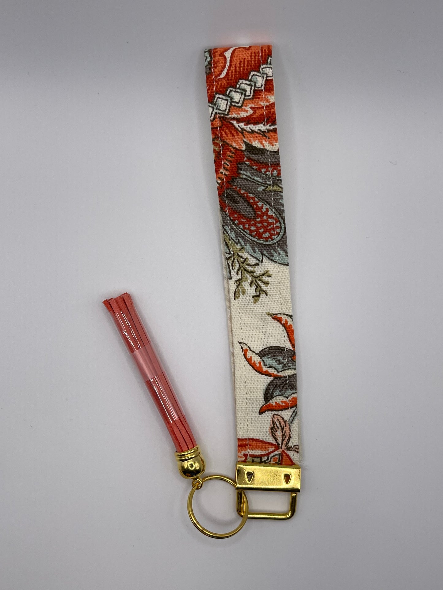 Floral Wristlet - Orange Tassel